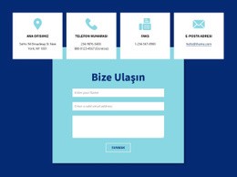 Bize Ulaşın Formu Ve Adresi - Duyarlı HTML5 Şablonu