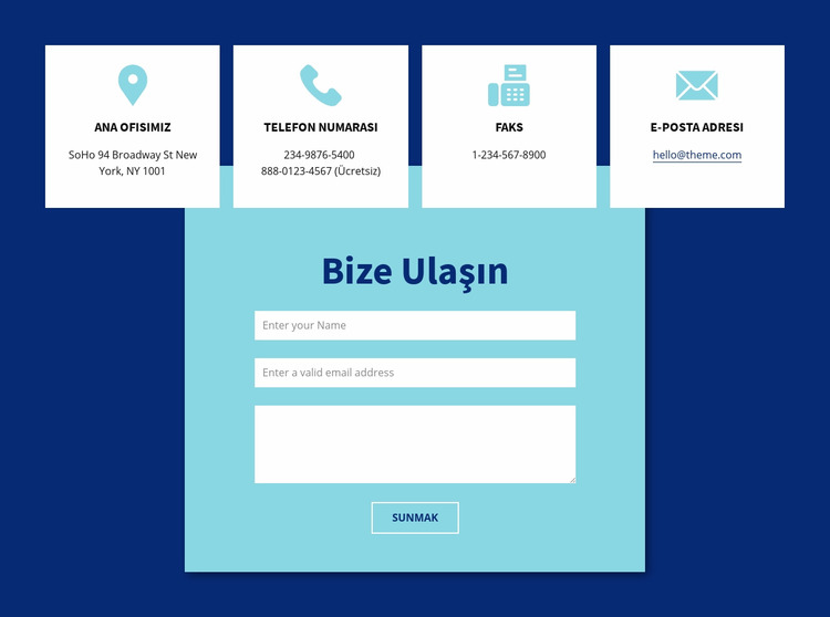 Bize ulaşın formu ve adresi Joomla Şablonu