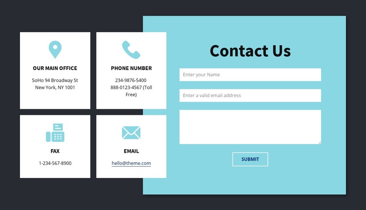 Contact info block Web Page Design