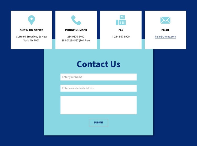 Contact us form and adress Wix Template Alternative