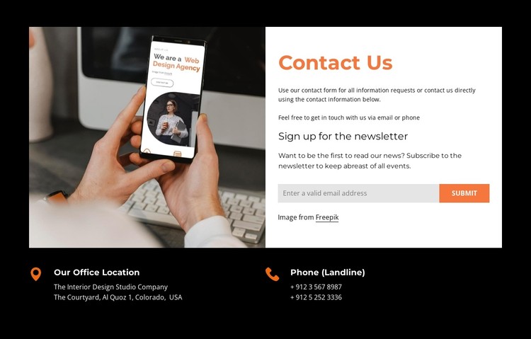 Phone numbers and address CSS Template
