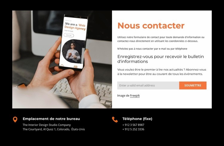 Numéros de téléphone et adresse Conception de site Web