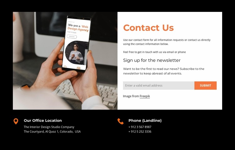 Phone numbers and address Html Website Builder