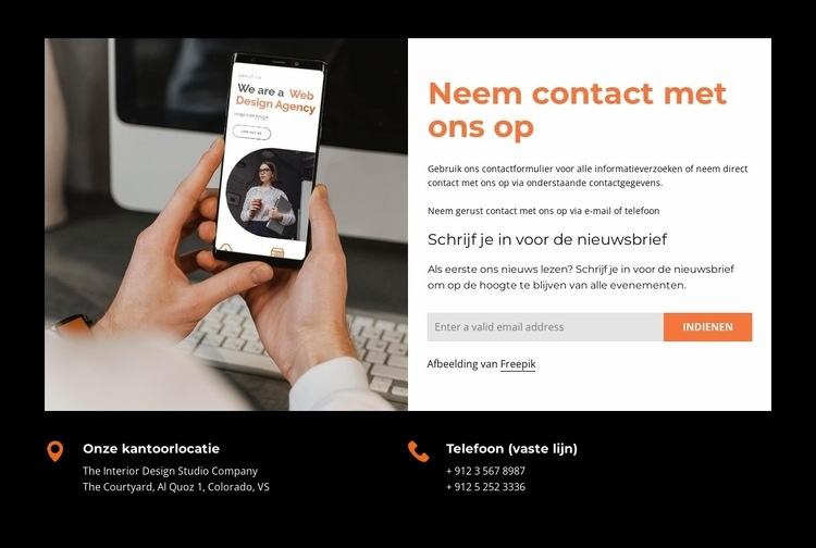 Telefoonnummers en adres Website Builder-sjablonen