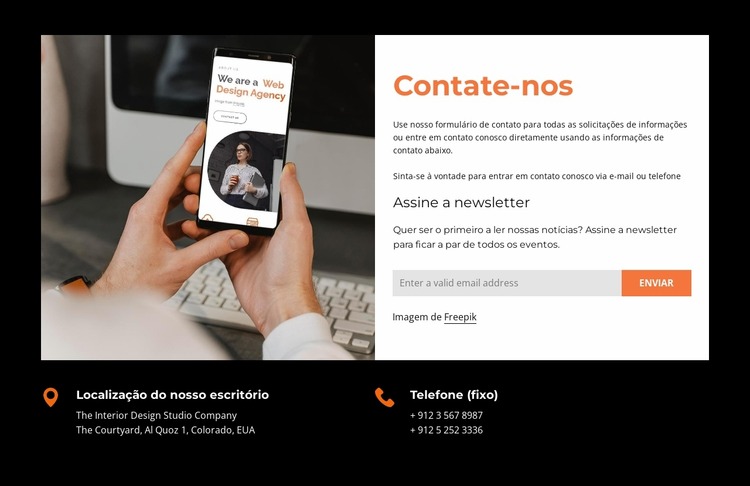 Telefones e endereço Template Joomla