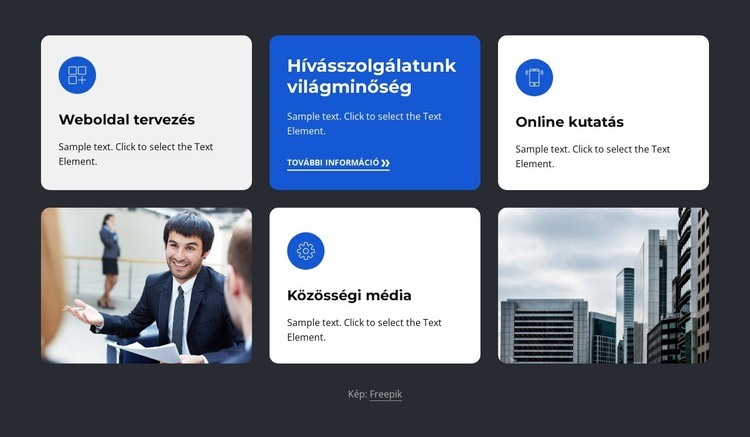 Az általunk kínált webszolgáltatások Weboldal sablon