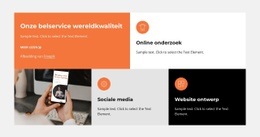 Multifunctionele Landingspagina Voor Raster Met Gekleurde Pictogrammen En Teksten