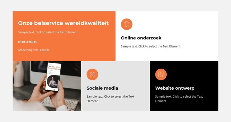 Raster met gekleurde pictogrammen en teksten CSS-sjabloon