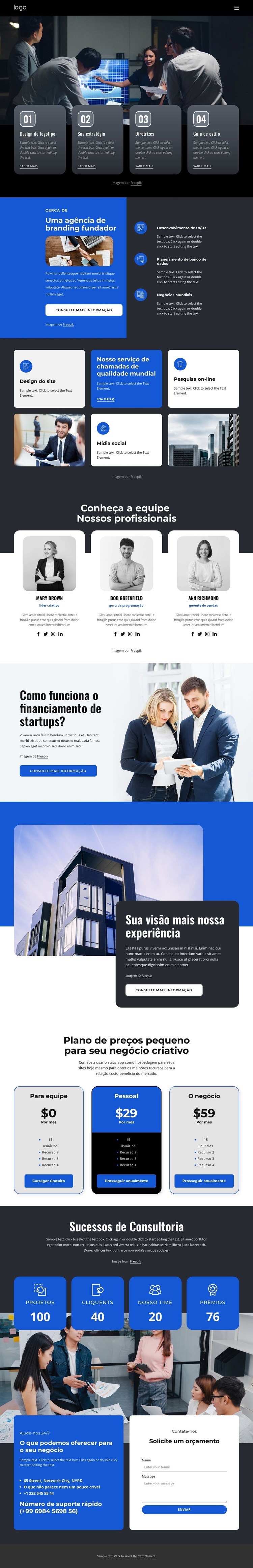 Análise de negócios Design do site