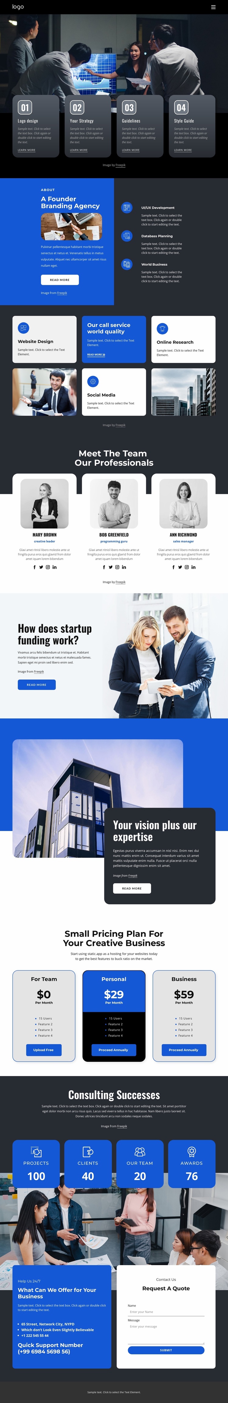 Business analytic Landing Page