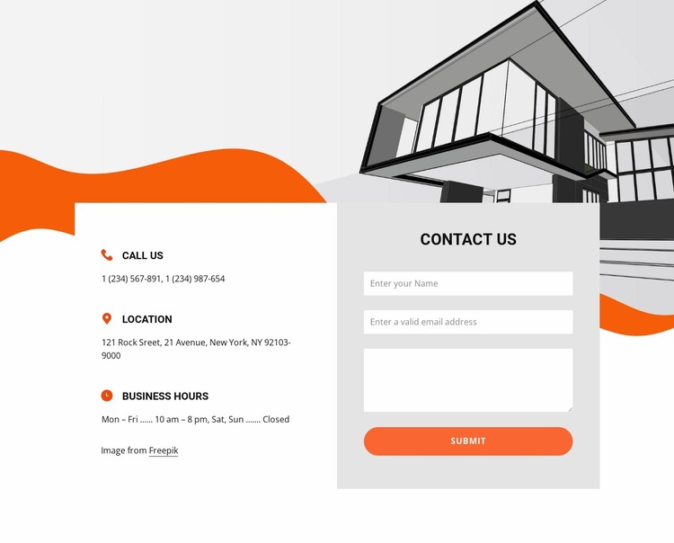 Simple contact us form Website Mockup