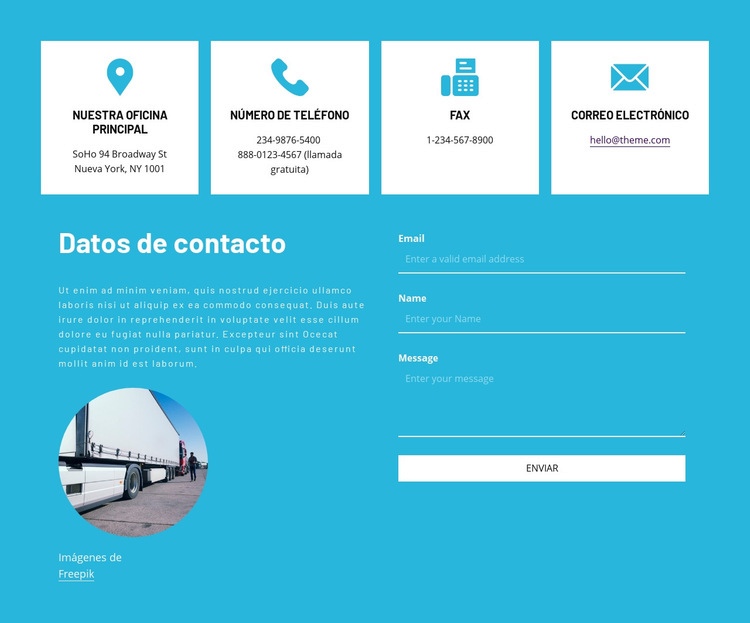 Información de contacto con iconos Plantillas de creación de sitios web