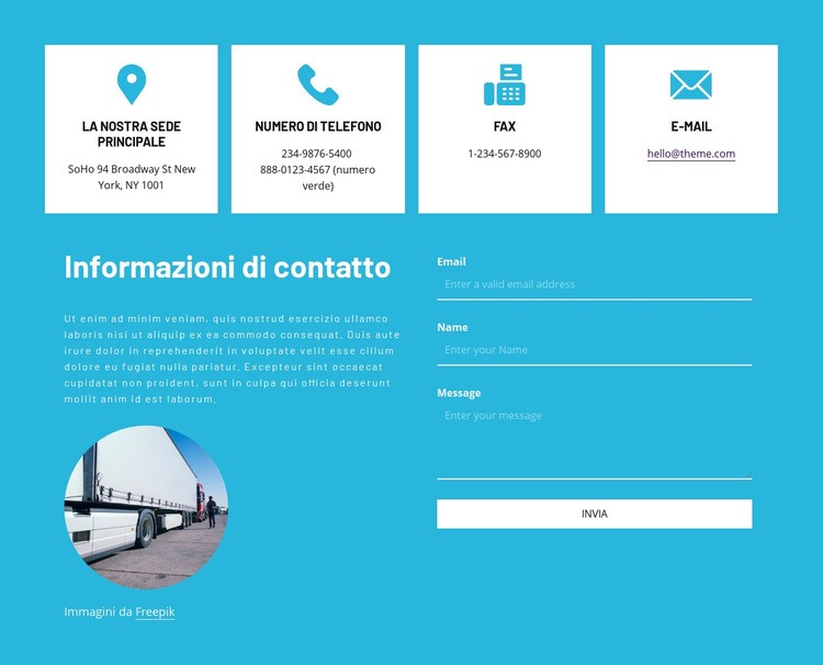 Informazioni di contatto con icone Costruttore di siti web HTML