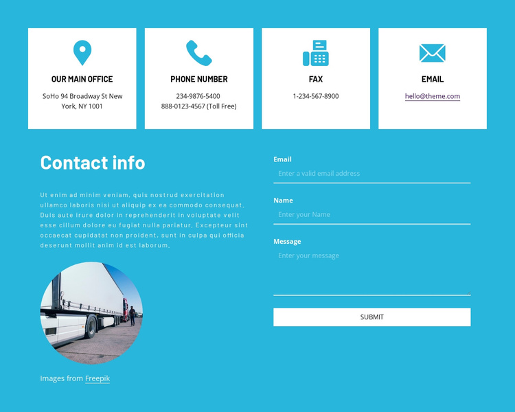 Contact information with icons Joomla Template