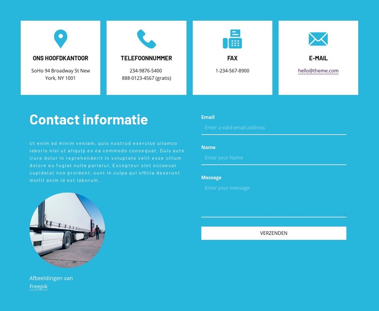 Contactgegevens met pictogrammen HTML5-sjabloon