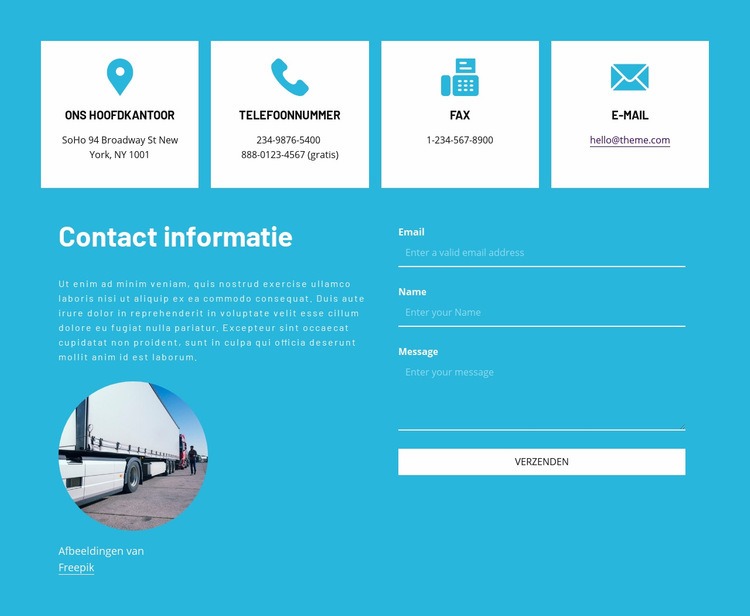 Contactgegevens met pictogrammen Website Builder-sjablonen