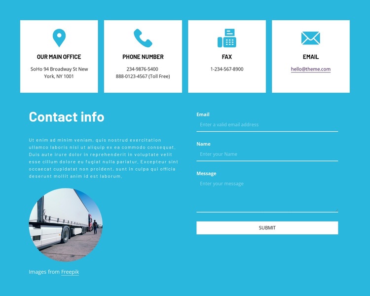 Contact information with icons Squarespace Template Alternative