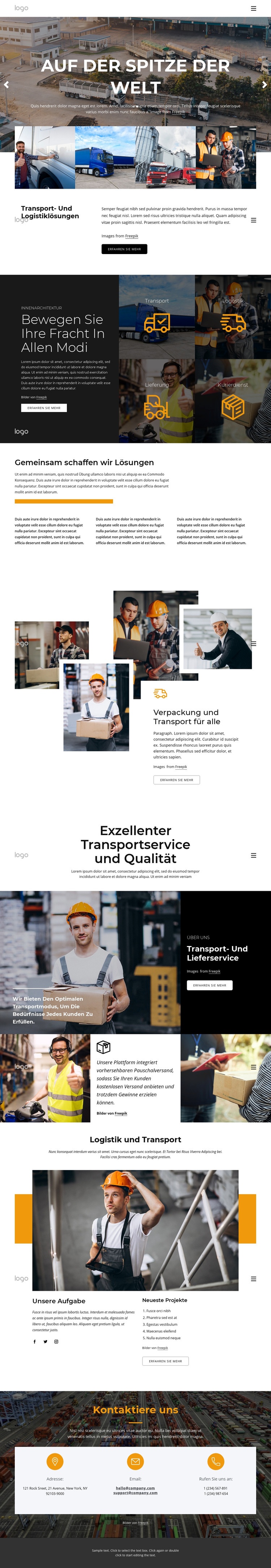 Transport- und Logistikmanagement Website Builder-Vorlagen