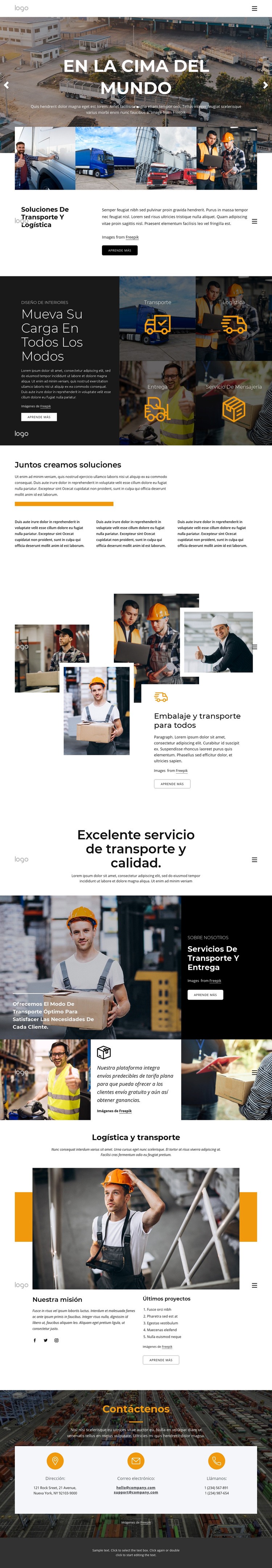 Gestión de transporte y logística Creador de sitios web HTML