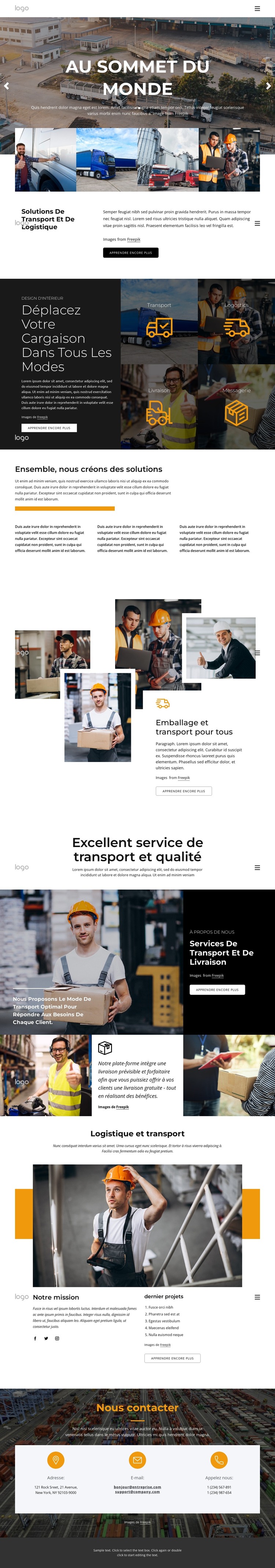 Gestion des transports et de la logistique Modèle HTML