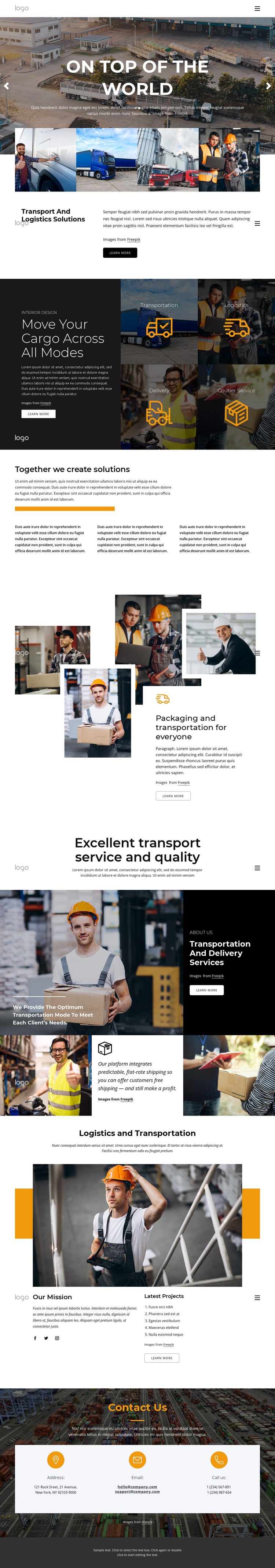 Transportation and logistics management Homepage Design
