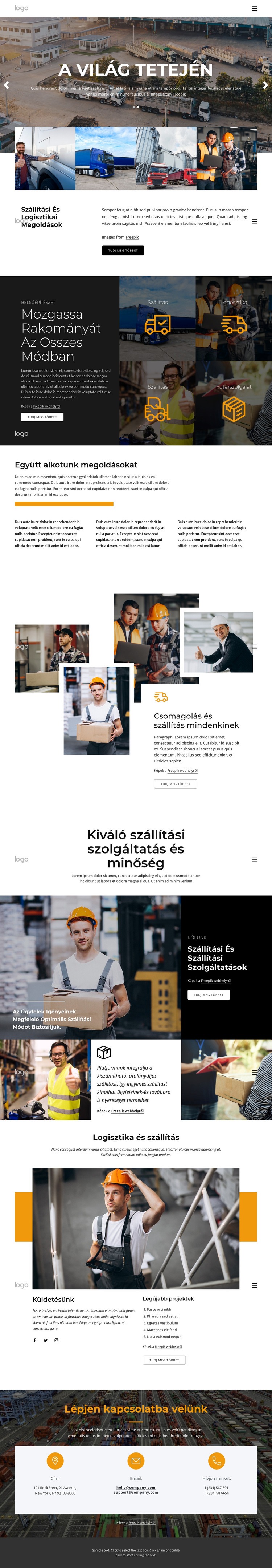 Szállítás és logisztika menedzsment HTML Sablon