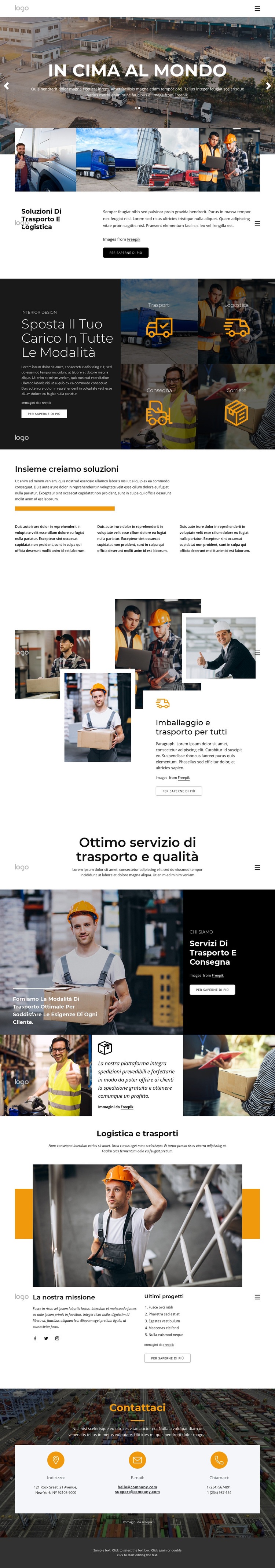 Gestione dei trasporti e della logistica Costruttore di siti web HTML