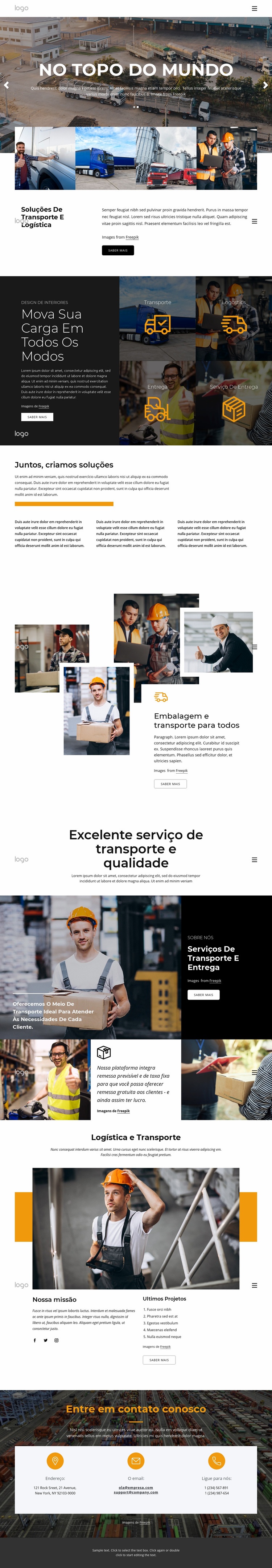 Gestão de transporte e logística Construtor de sites HTML