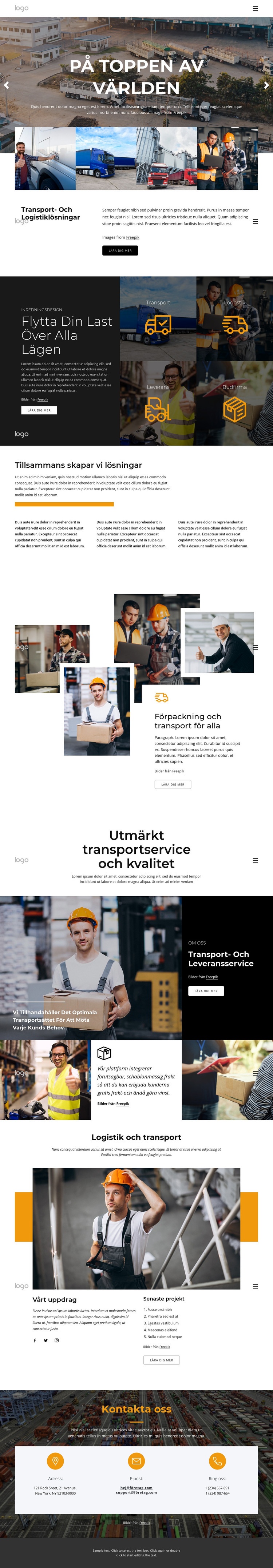 Transport- och logistikledning WordPress -tema