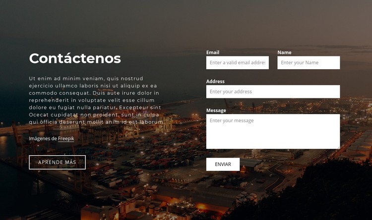 Formulario de contacto con fondo de imagen Plantilla CSS