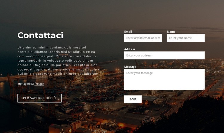 Modulo di contatto con sfondo dell'immagine Modelli di Website Builder