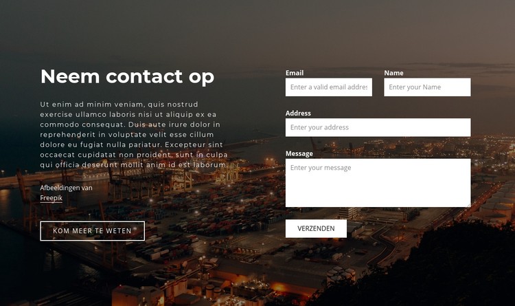 Contactformulier met afbeelding achtergrond CSS-sjabloon