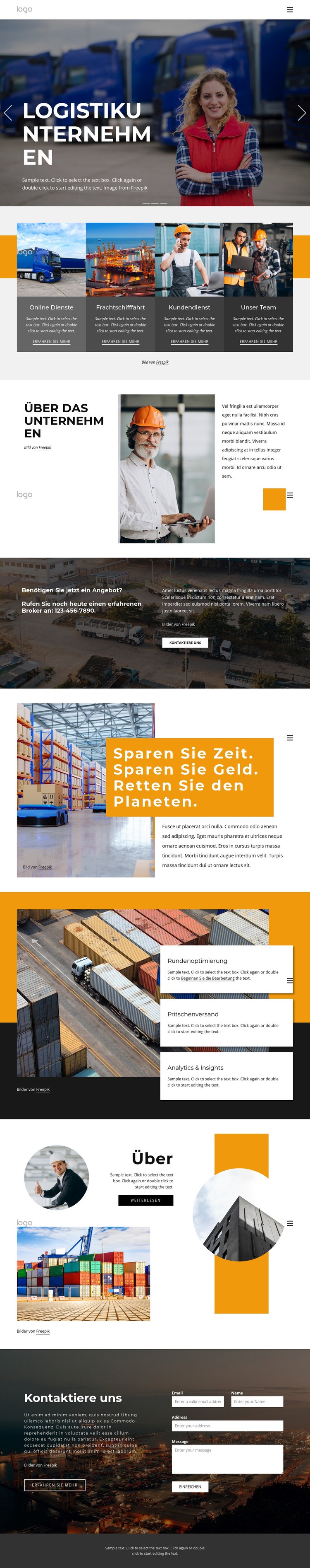 Versanddienste und Logistik HTML5-Vorlage