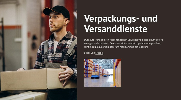 Verpackungs- und Versanddienste Website design