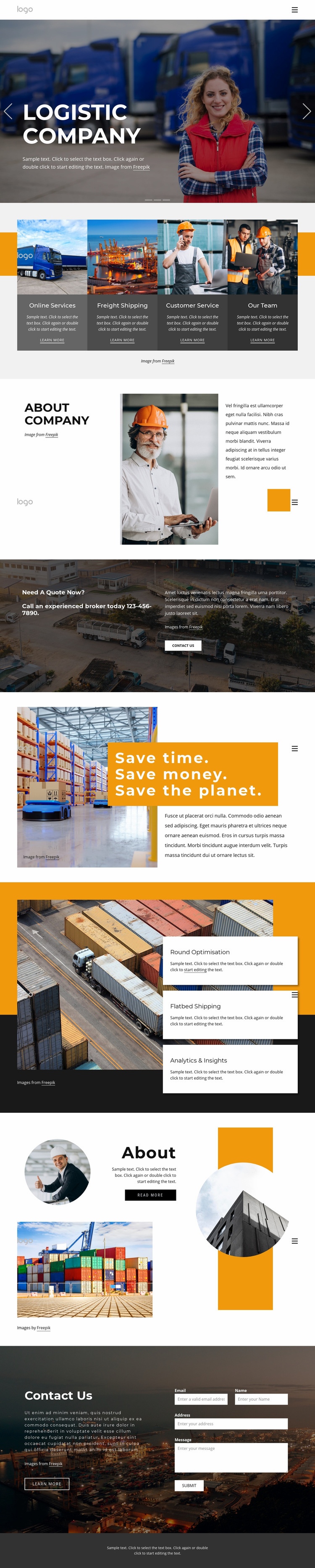 Shipping services and logistics Elementor Template Alternative