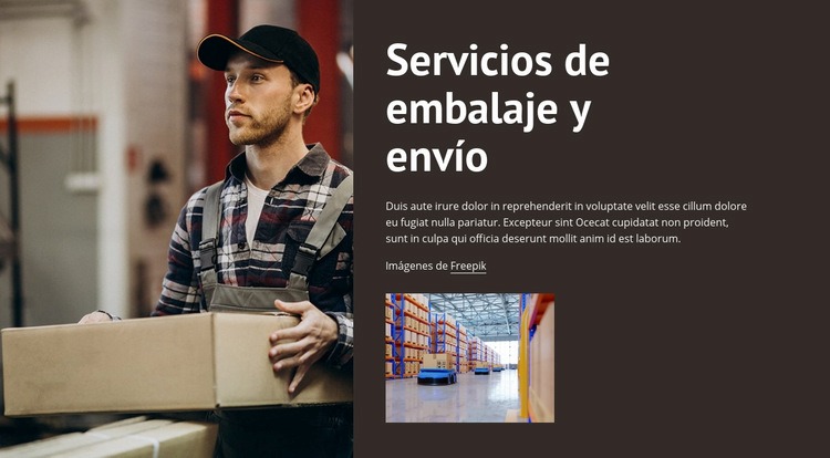 Servicios de embalaje y envío Maqueta de sitio web