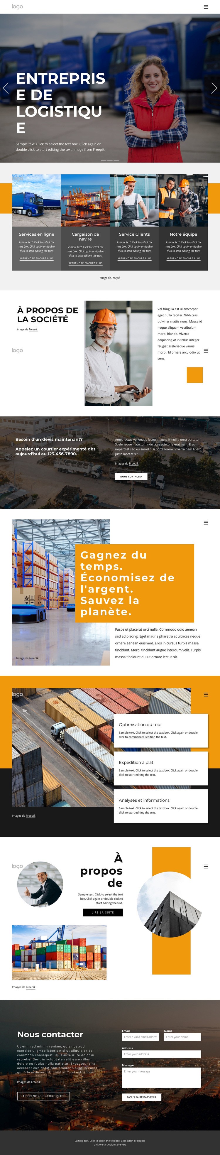 Services d'expédition et logistique Créateur de site Web HTML