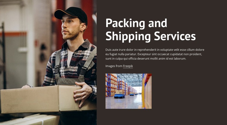 Packing and shipping services Homepage Design