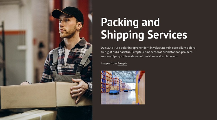 Packing and shipping services Html Code Example