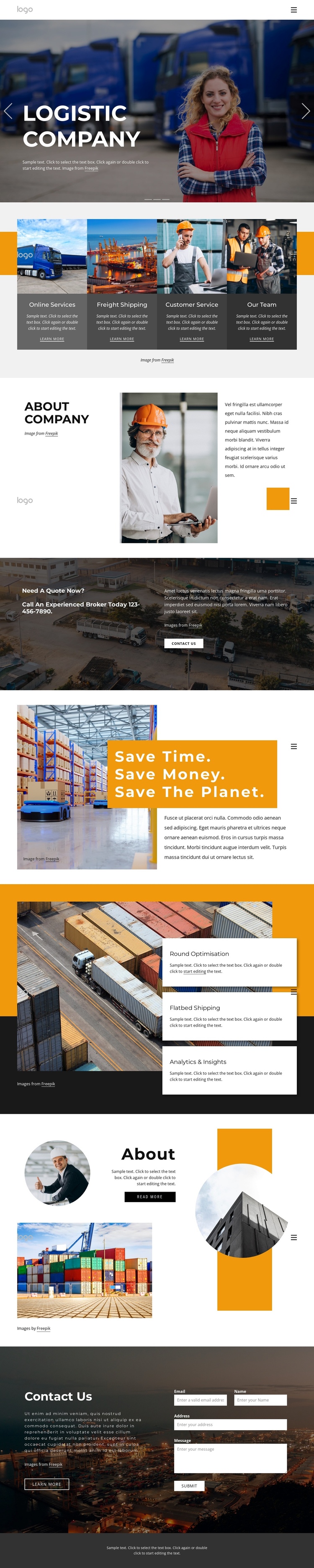 Shipping services and logistics One Page Template