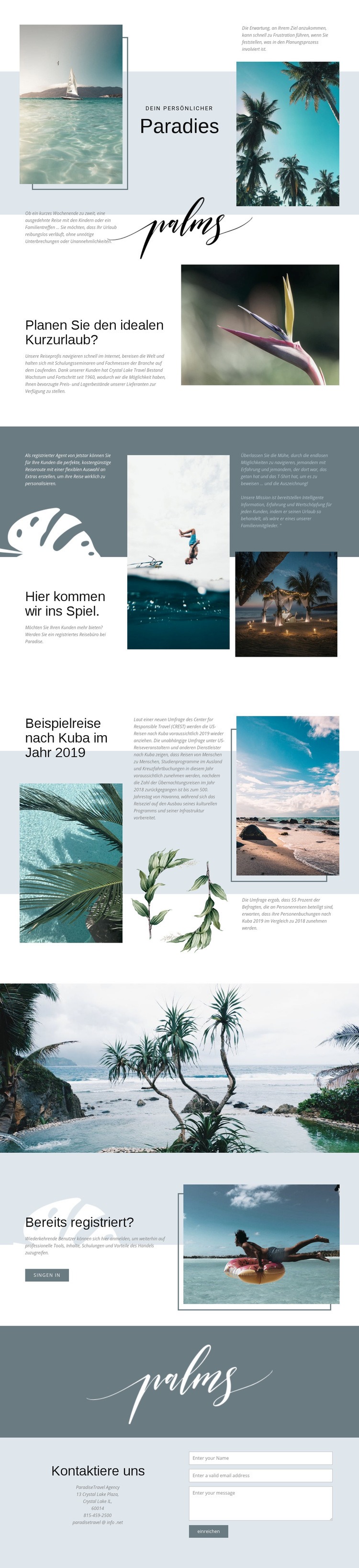 Reisen Sie im Paradies Website Builder-Vorlagen