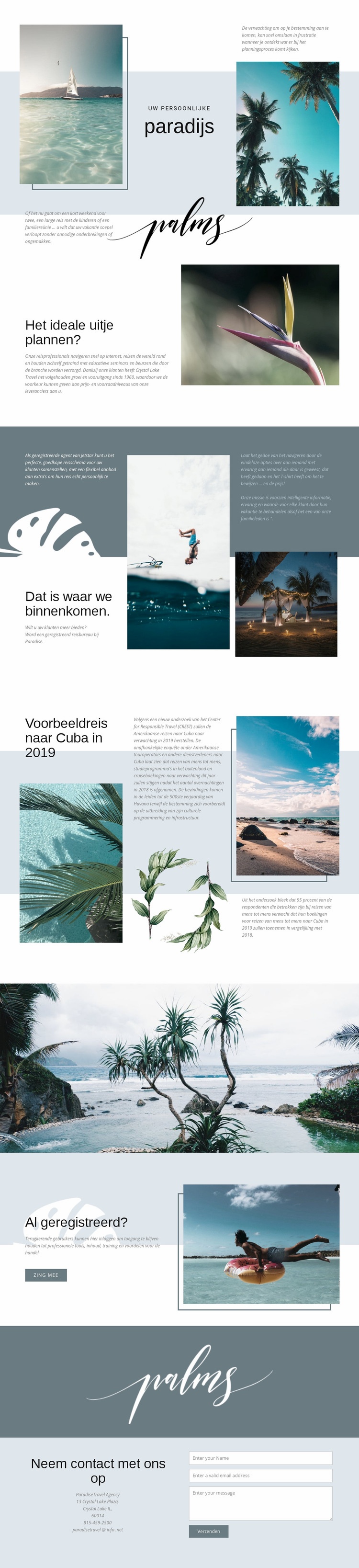 Reis in het paradijs Website mockup