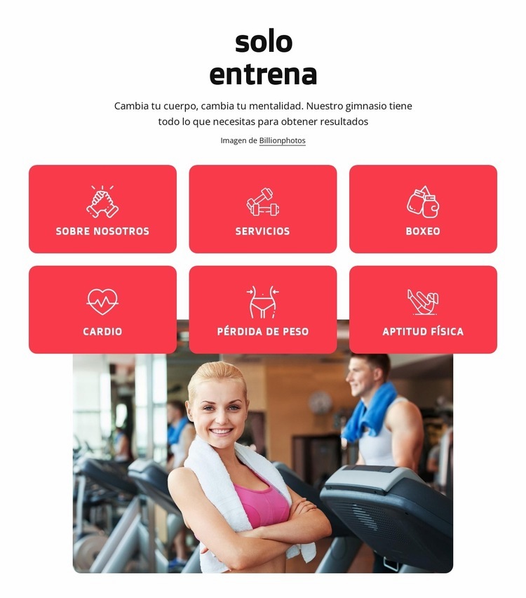 Club de salud y fitness en Londres Maqueta de sitio web