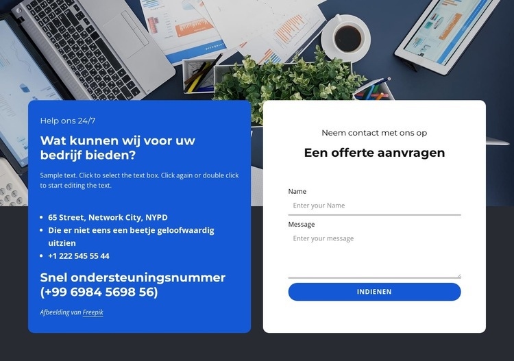 Professioneel contact met ons blokkeren Bestemmingspagina