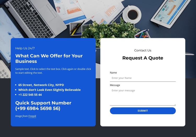 Professional contact us block One Page Template