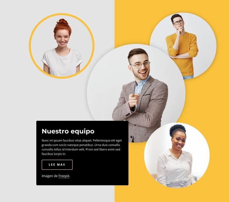 Nuestros diseños de bloques de equipo Creador de sitios web HTML