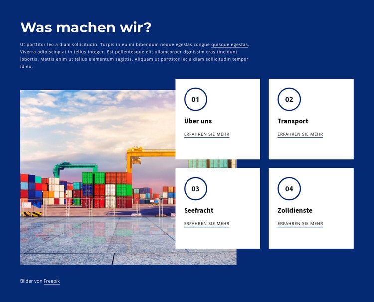 Schifffahrtsgeschäft Landing Page