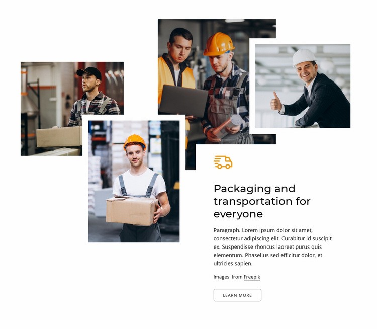 Packaging and transportation for everyone Homepage Design