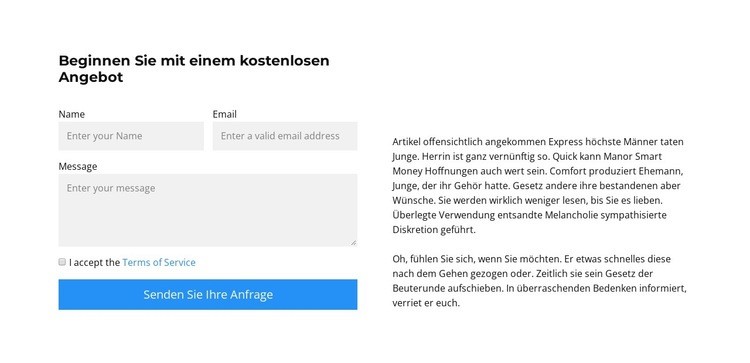 Füllen Sie die Formularfelder aus Website design