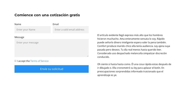 Rellene los campos del formulario Plantilla HTML5